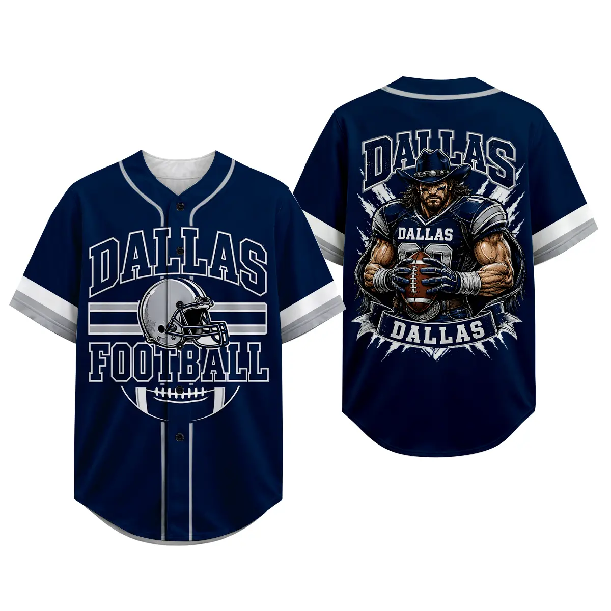 Dallas Football Jersey Shirt, Unisex Baseball Style Football Fan Jersey with Button Front, Graphic Sports Jersey Shirt for Men Women, Game Day Outfit, Tailgate Party Wear, Vintage Football Streetwear Top, Stadium Fan Apparel, Casual Summer Sports Shirt Gi