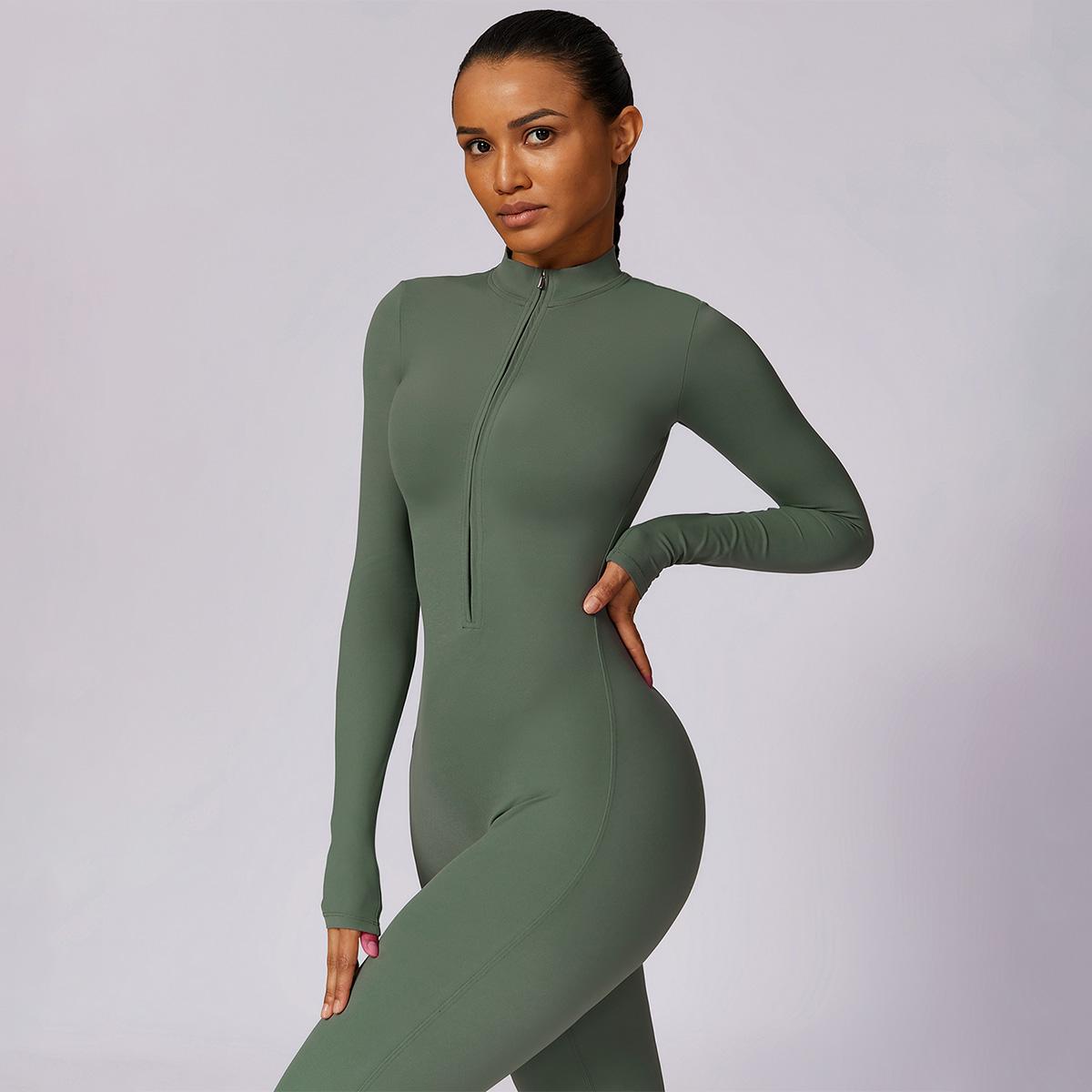 MASKERT Women's Long Sleeved Tummy Control Jumpsuit Comfortable Skin Friendly Stretchable Activewear for Workout Gym SpringStatements