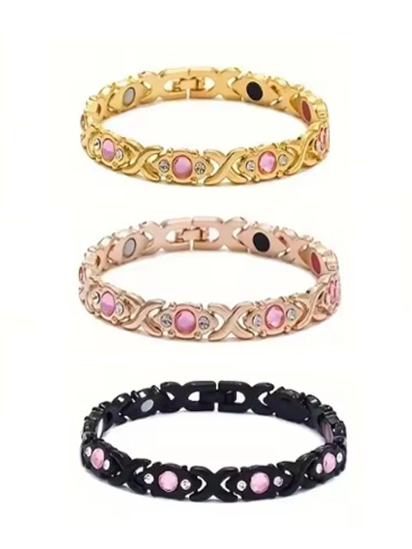 The gift for mom, energy magnet bracelet, eco-friendly alloy, adjustable ladies' wristband, magnetic bracelet, charming stainless steel bracelet, magnetic chain, pink crystal bracelet, Mother's Day gift