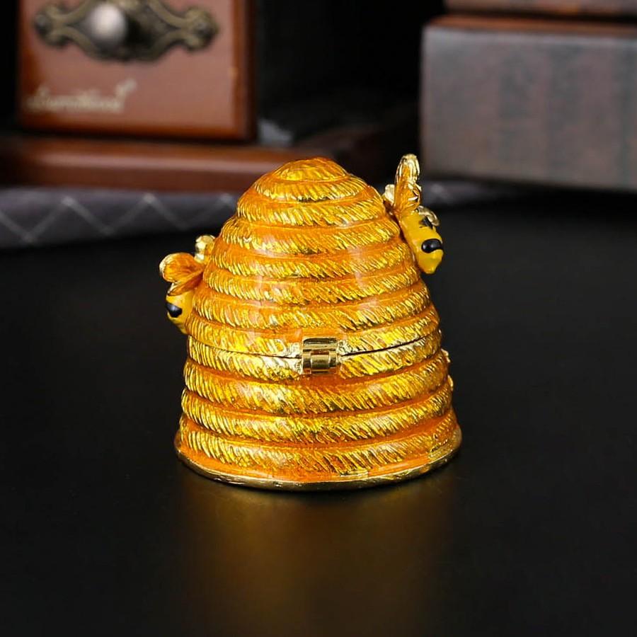 Elegant Beehive Jewelry Box, Hand-Painted Enamel Storage Case, Organize Necklaces, Dressing Table Mess, Trendy Country Style Garden Decor