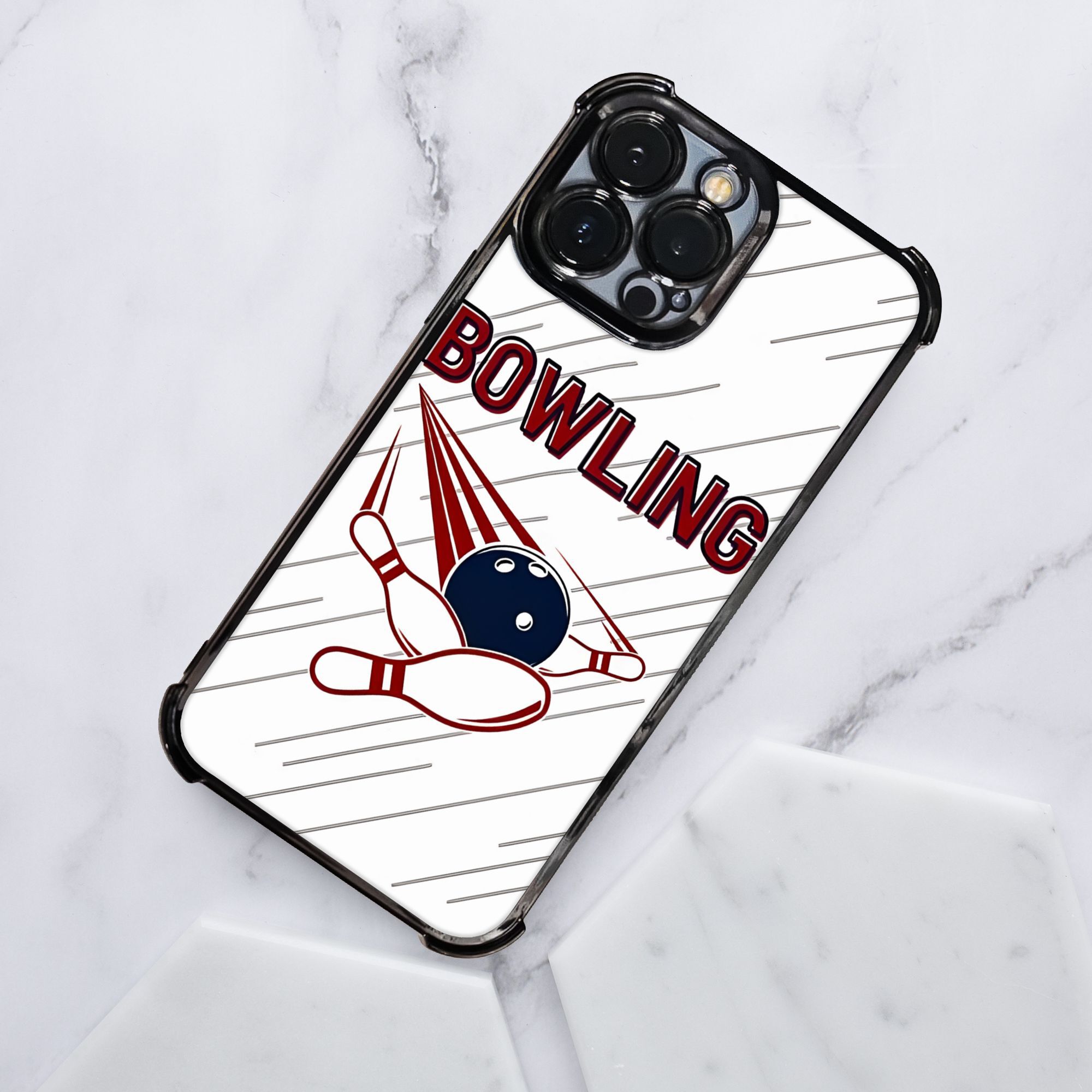 Phone Case: 1 PC Bowling Phone Case Bowling Lover Electroplating Process Protective Cover with Reinforced Cushioning And Collision Prevention Suitable for iPhone Various Models17 16 15 14 13 Pro Max Cover