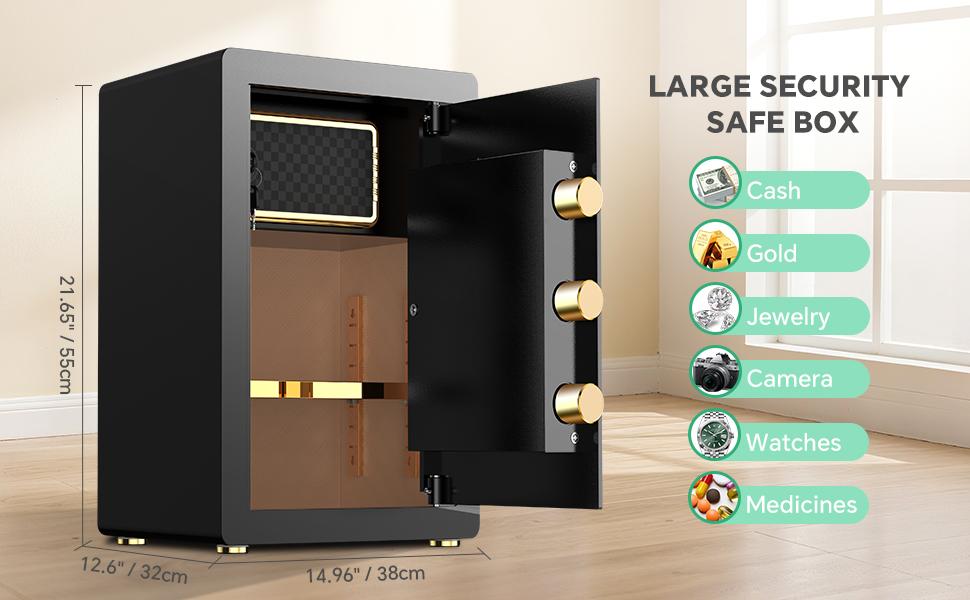 ACTIGER Extra Large Thick Steel Safe Box with Digital Keypad, Electronic Lock, High Security Anti-Theft Protection, Smart Alarm System, Heavy Duty Steel, Inner Locking Cabinet for Home, Office, Valuables, and Documents