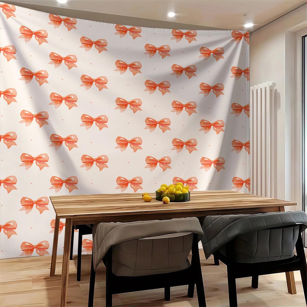 Bow Series Cute Romantic Sweet Decorative Tapestry, Gentle Healing Girlish Aesthetic, Photo & Party Backdrop, Housewarming Birthday Valentine's Day Christmas Gift