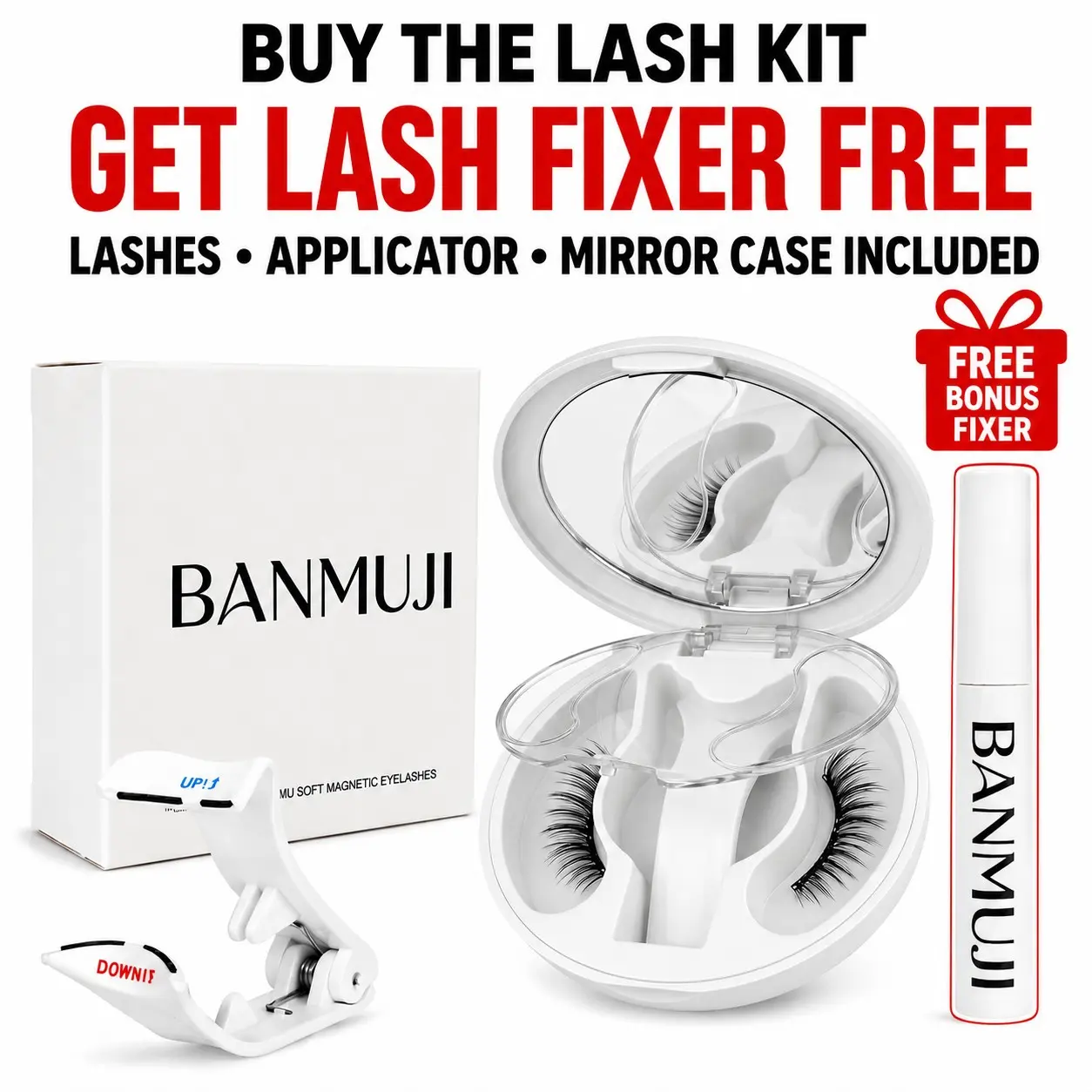 BANMUJI Magnetic False Eyelashes with Applicator, Dramatic Cat Eye, Reusable Soft Lashes, No Glue Needed, Beginner Friendly, MJ10