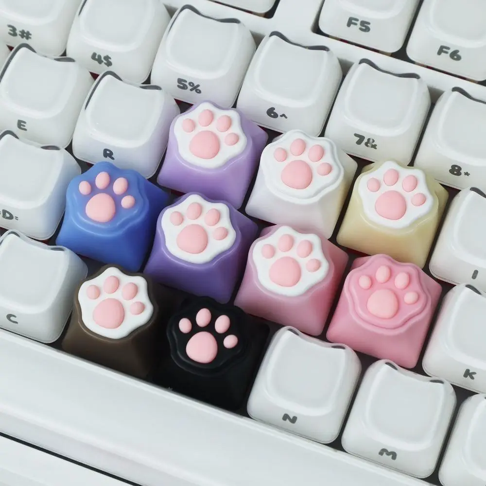 4PCS 3D Silicone Cat Paw ESC Keycaps for Mechanical Keyboards, Pink Girly Soft Tactile Custom Key Caps, Cute Decorative Keyboard Accessory for Gaming Setup