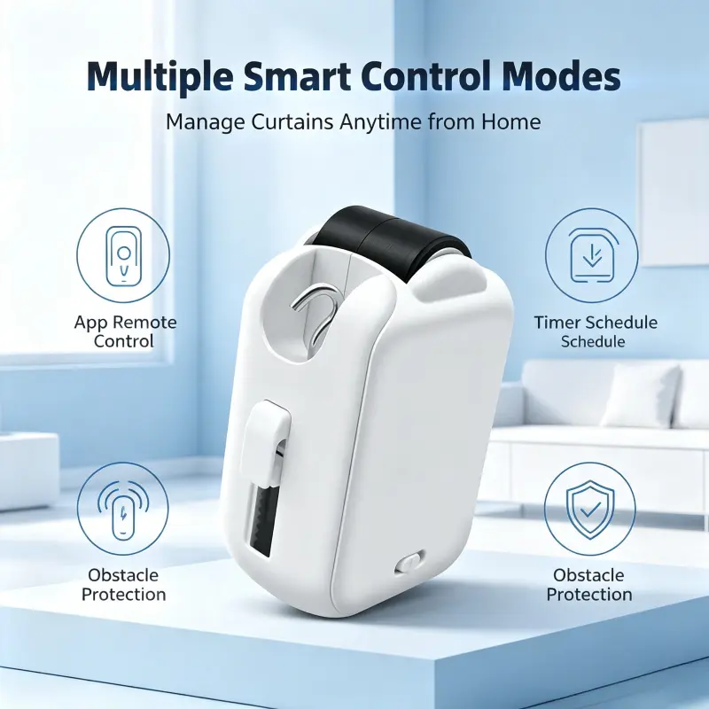 Smart Curtain Robot, Automatic Curtain Opener, Wireless WIFI Smart Curtain Motor, App Remote & Voice Control, Timer Function, Fits Most Curtain Tracks, Easy Installation for Home Smart Curtain System,Wooden,Yarn,Holder