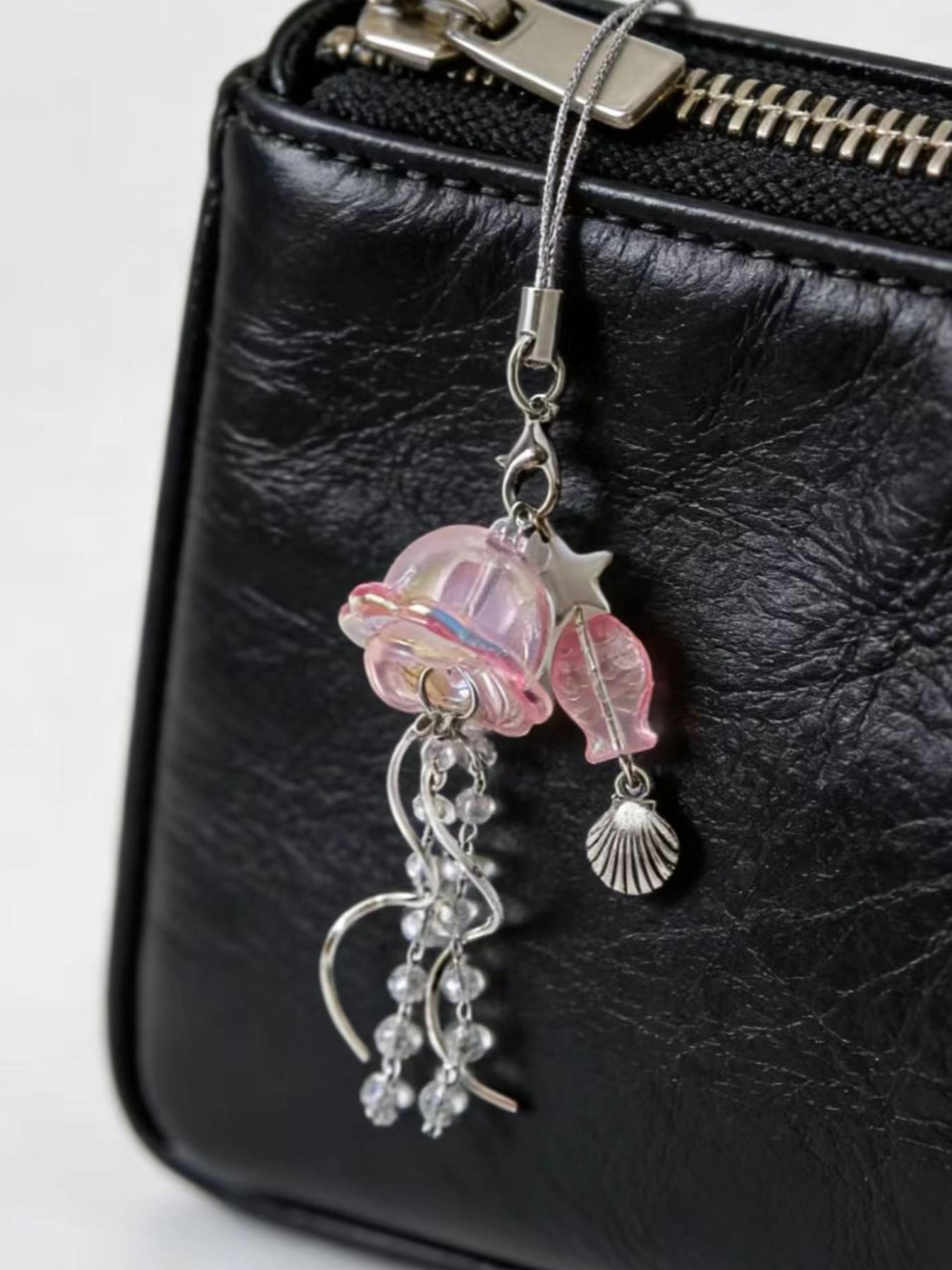 Jellyfish Design Keychain, Cute Clear Phone Chain, Stylish Keychain, Fashionable Keychain for Women & Men, Trendy All-match & Exquisite Keychain for Birthday Gift, Keychain Pendant