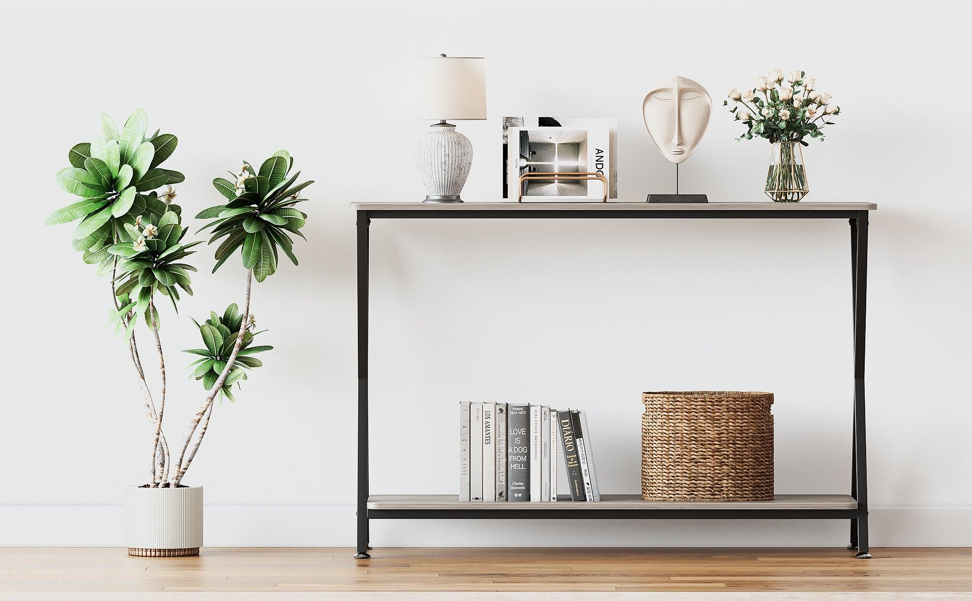 GARVEEConsole Table Vintage Wood Metal 2 Shelves Rustic Brown - Grey-41.3" GARVEEConsole Table Vintage Wood Metal 2 Shelves Rustic Brown - Grey-41.3"