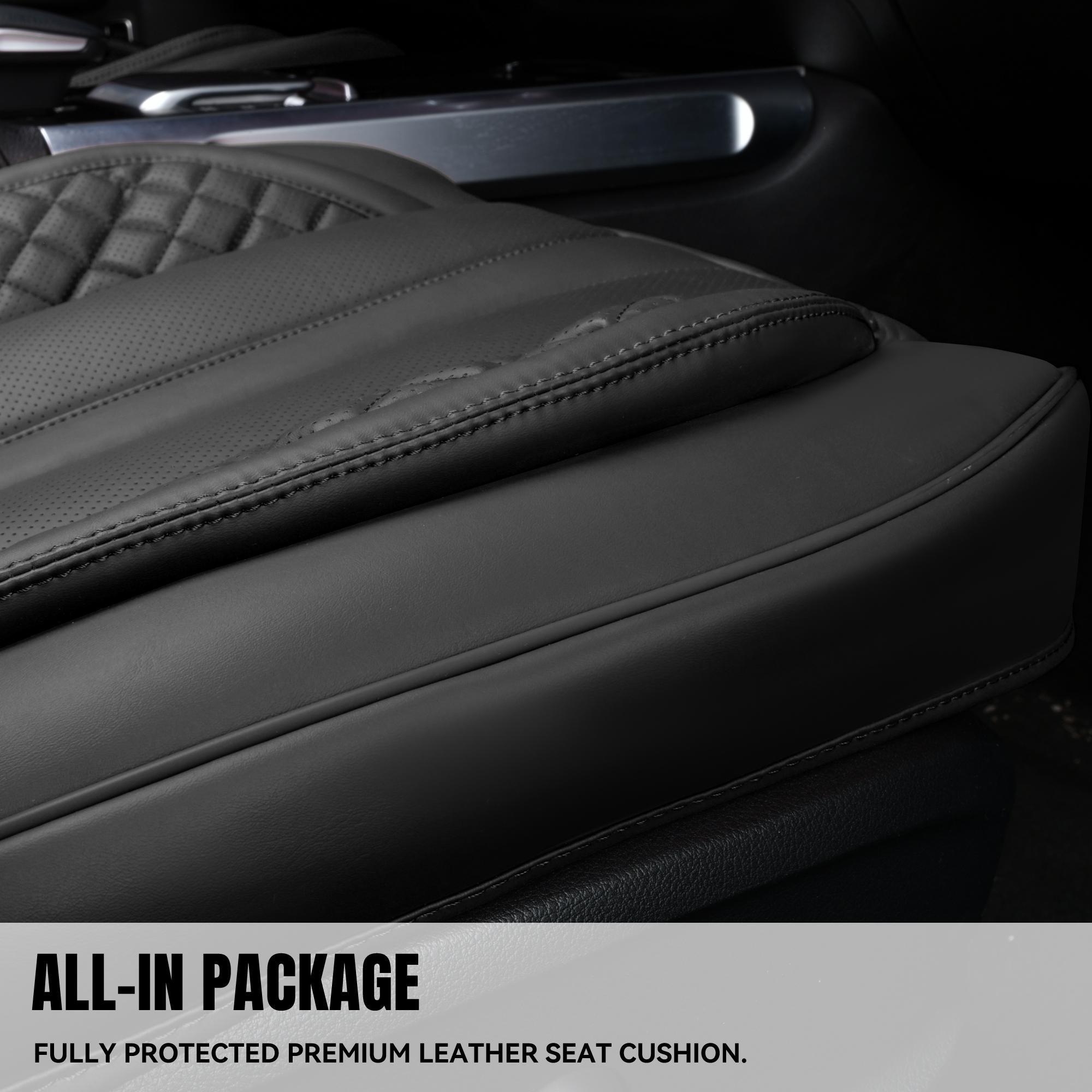 CAR PASS Nappa PU Leather Car Seat Cushions Full Set Waterproof Protector Durable Cushioned,Fit for Sedan SUV Pick-up Truck,Automotive, Anti-Slip Car Seat Covers