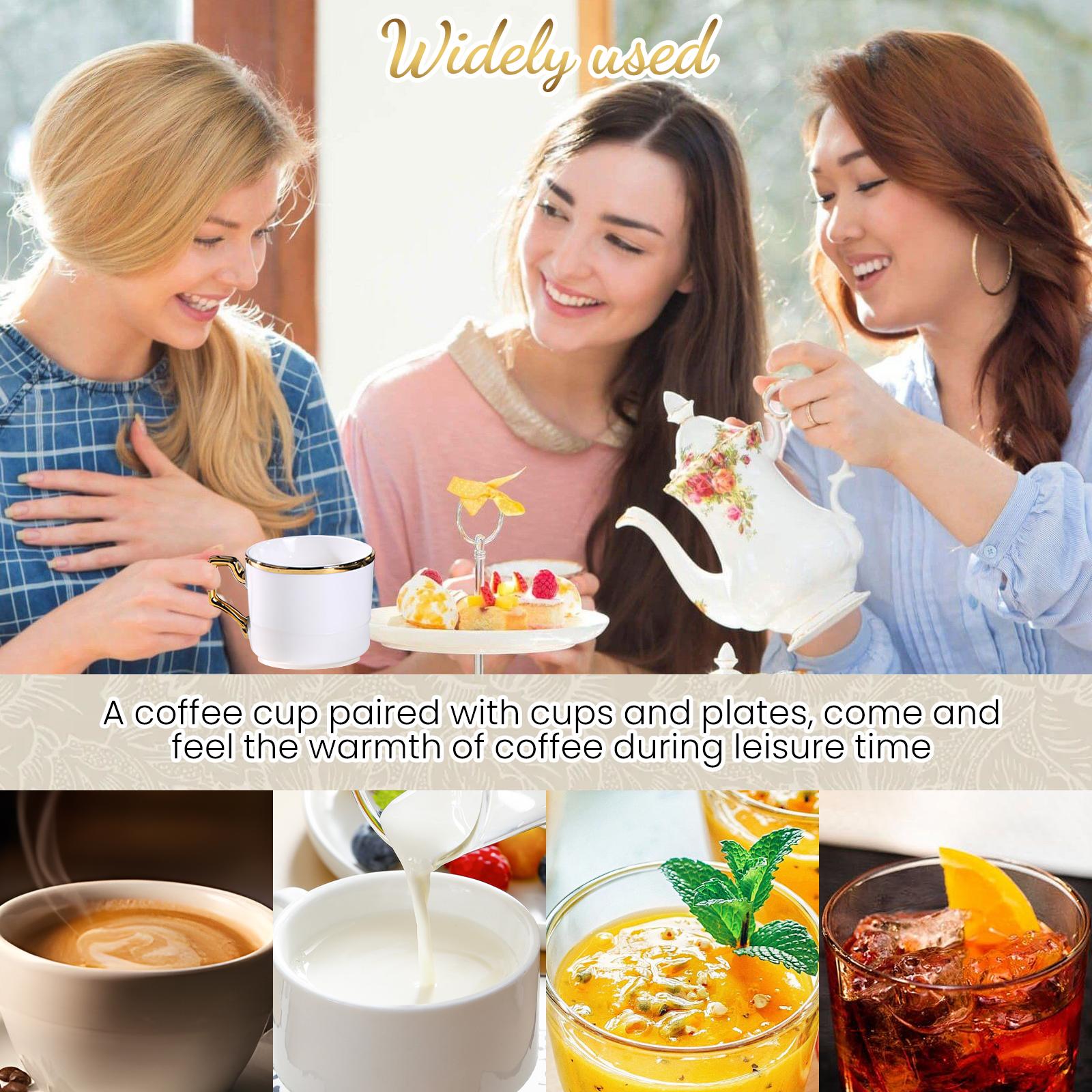 SUNDAY MIRTH Tea Cups And Saucers Set - 6 Piece White Coffee Mug Set Cappuccino Cup For Cappuccino Cups, Double Espresso Cups Set for Latte, Mocha, Au Lait, Tea, White