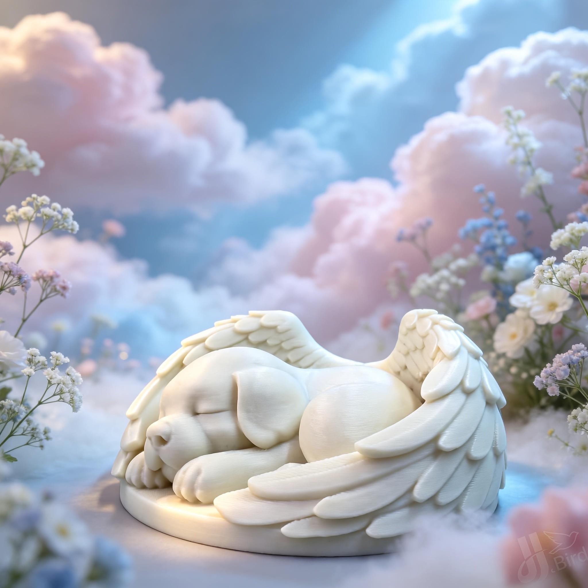 Angel Wings Sleeping Dog Figurine, Cute Style Collectible Handmade Toy, Home Bookshelf Desktop Decoration, Creative Art Display