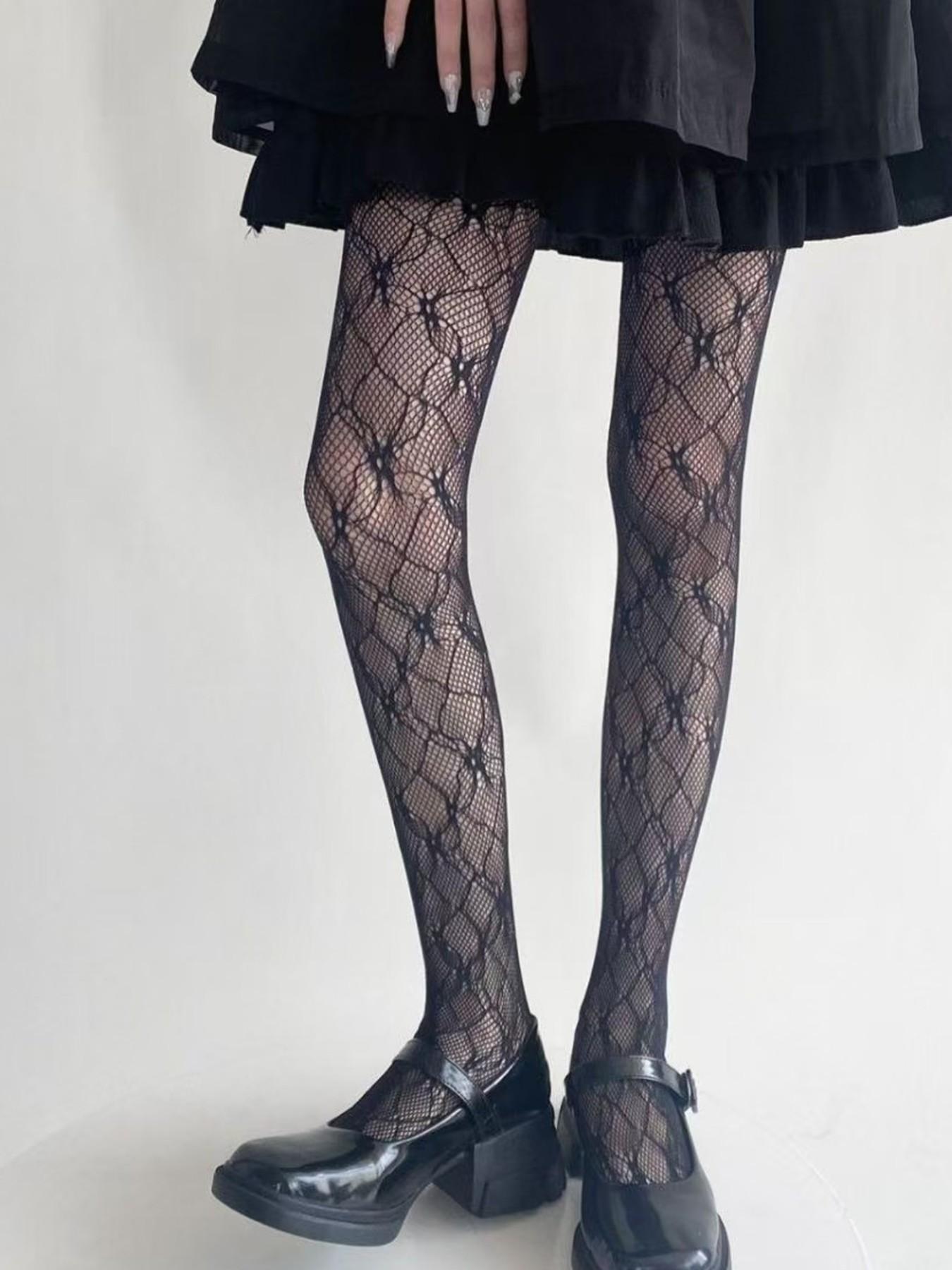 Women's Spring Summer Y2K Floral Mesh Stockings, Sexy Hollow Out Fishnet Socks, Boho Style Bottoms Up Pantyhose