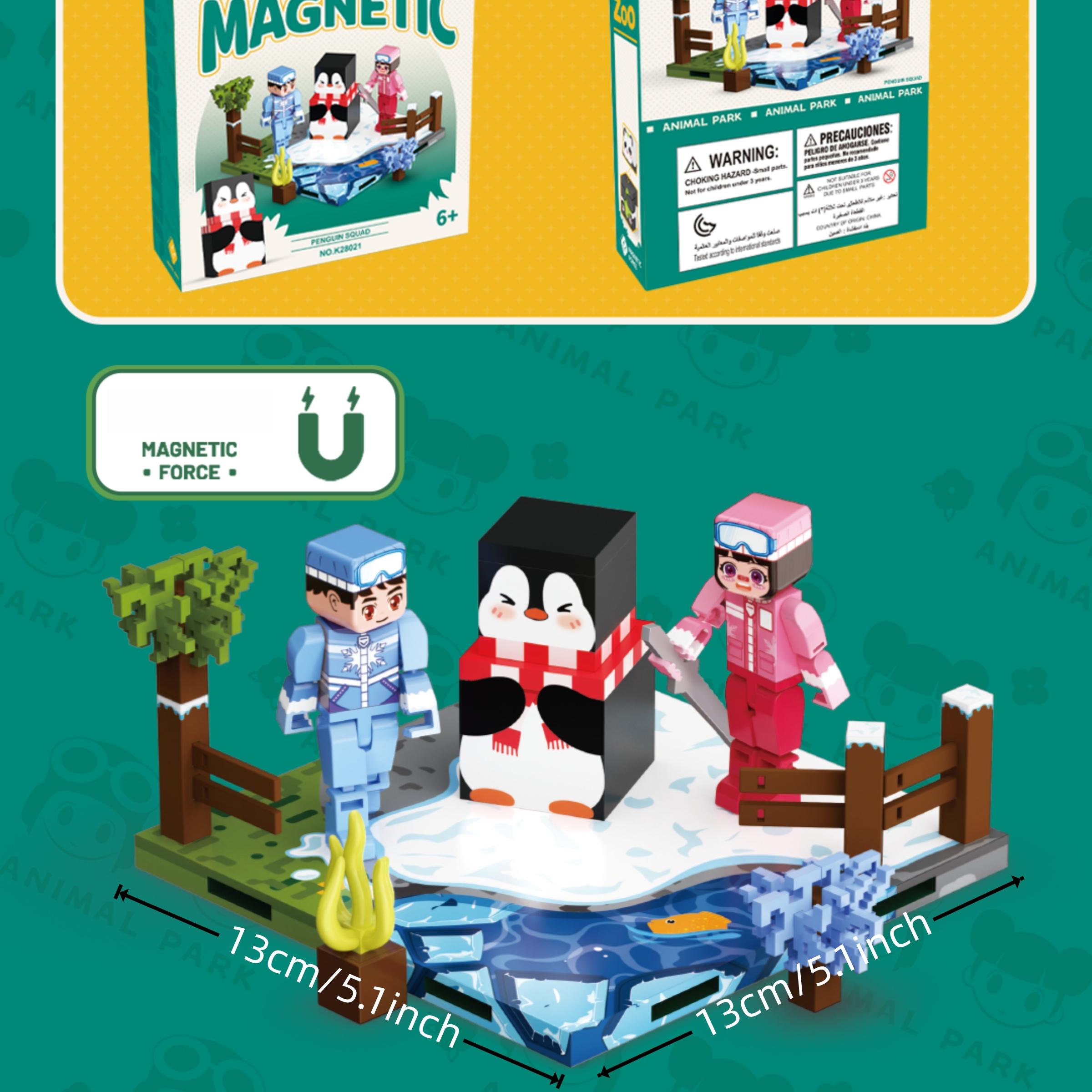 Minecraft Magnetic Building Blocks Puzzle Toy, DIY Penguin Model Kit, Educational Stem Gift for Kids & Boys, Creative Playset