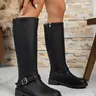 【Black Friday】Women's Fashion Round Toe Boots, Casual Motorcycle Style Boots with Side Zipper Design, Perfect for Daily Wear, Footwear