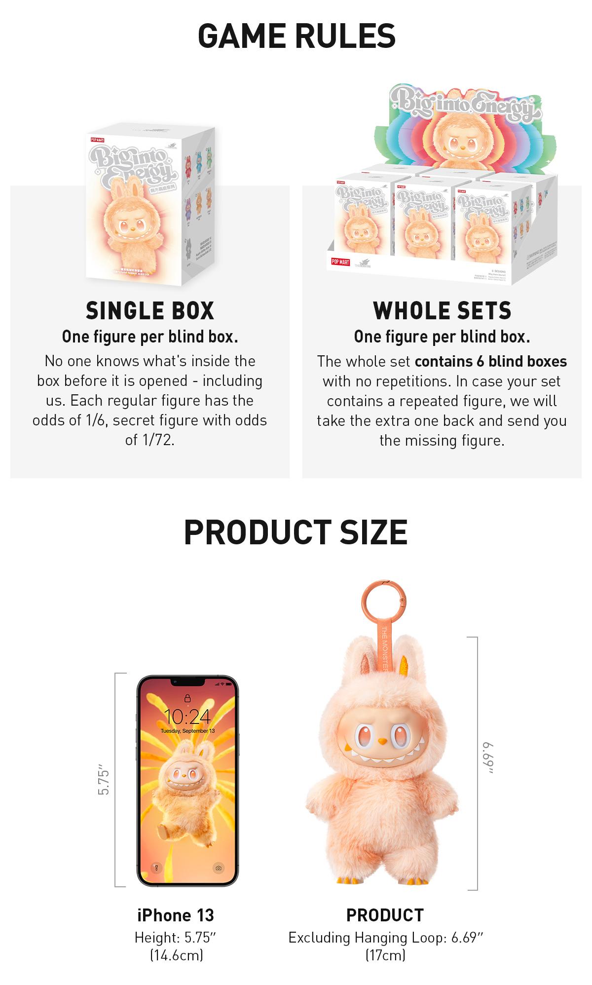 POP MART THE MONSTERS Big into Energy Series-Vinyl Plush Pendant Blind Box, Labubu Collectible Toys-1.0