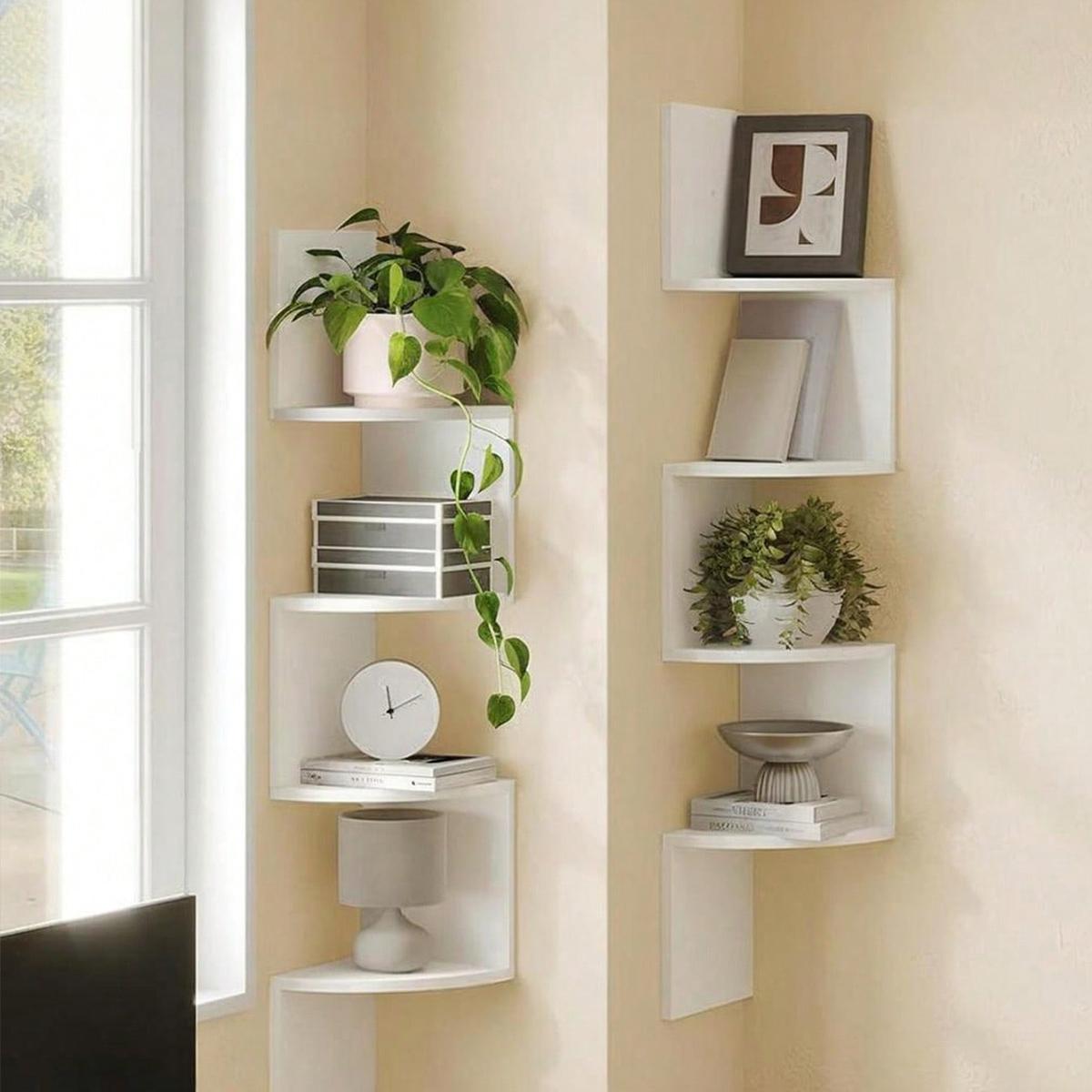 Corner Floating Shelf, Bedroom Living Room Bathroom Wall Mounted Storage Rack, 2/5/7 Layers Space Saving Decorative Shelves, Wall Mounted Organizer Corner Floating Shelf, Bedroom Living Room Bathroom Wall Mounted Storage Rack, 2/5/7 Layers Space Saving Decorative Shelves, Wall Mounted Organizer