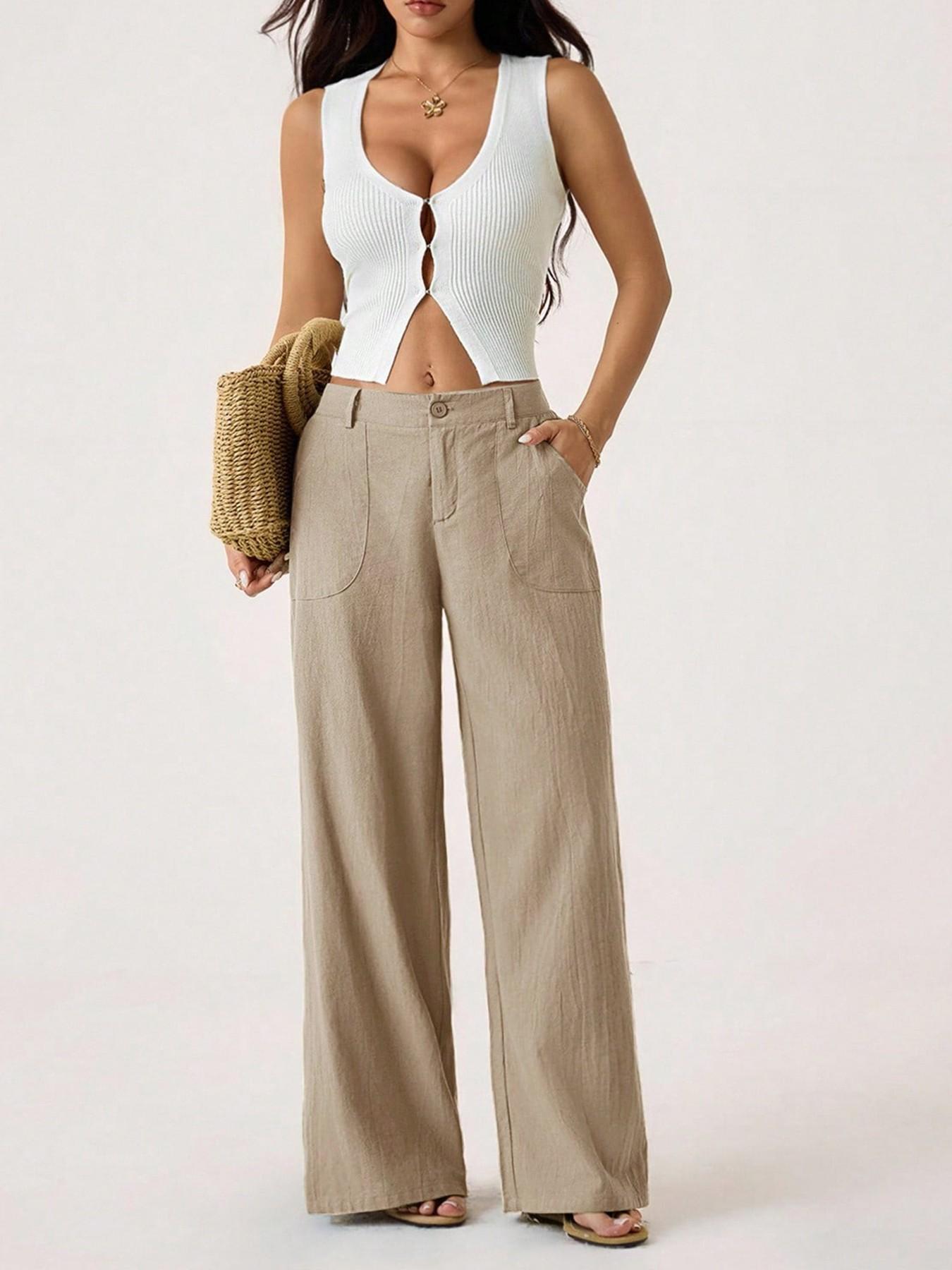 Women's Classical Linen Palazzo Pants Summer Flowy Wide Straight Leg Beach Trousers With Pocket Casual Solid Color Soft Elastic High Waist Lounge Pants Travel Vacation Bottoms Date Brunch Home Work Streetwear Outfit Women's Classical Linen Palazzo Pants Summer Flowy Wide Straight Leg Beach Trousers With Pocket Casual Solid Color Soft Elastic High Waist Lounge Pants Travel Vacation Bottoms Date Brunch Home Work Streetwear Outfit