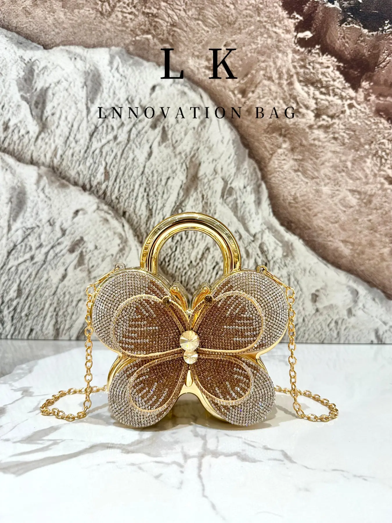 1 mini ladies' new luxury and fashionable butterfly shaped dinner bag, a luxurious rhinestone small bag with a chain shoulder strap, can be used as a decorative dining bag, unique and fashionable, is the best chain mini wallet choice for ladies