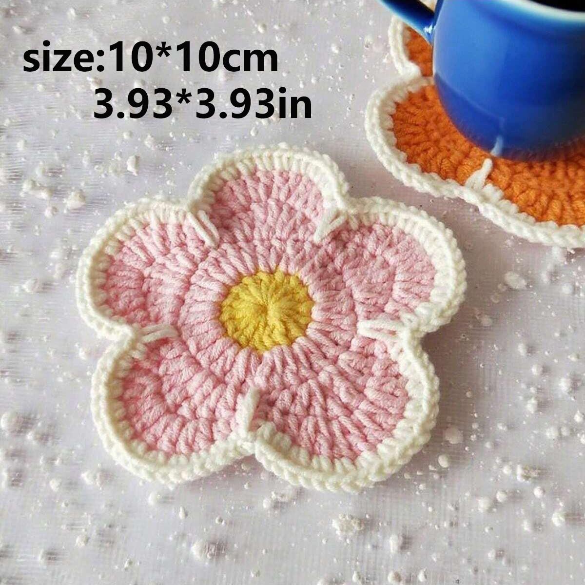 Vintage Floral Crochet Coasters, Heat Resistant Table Mats, Round Place Mats, Home Decor for Kitchen, Coffee Table, Restaurant, Bar