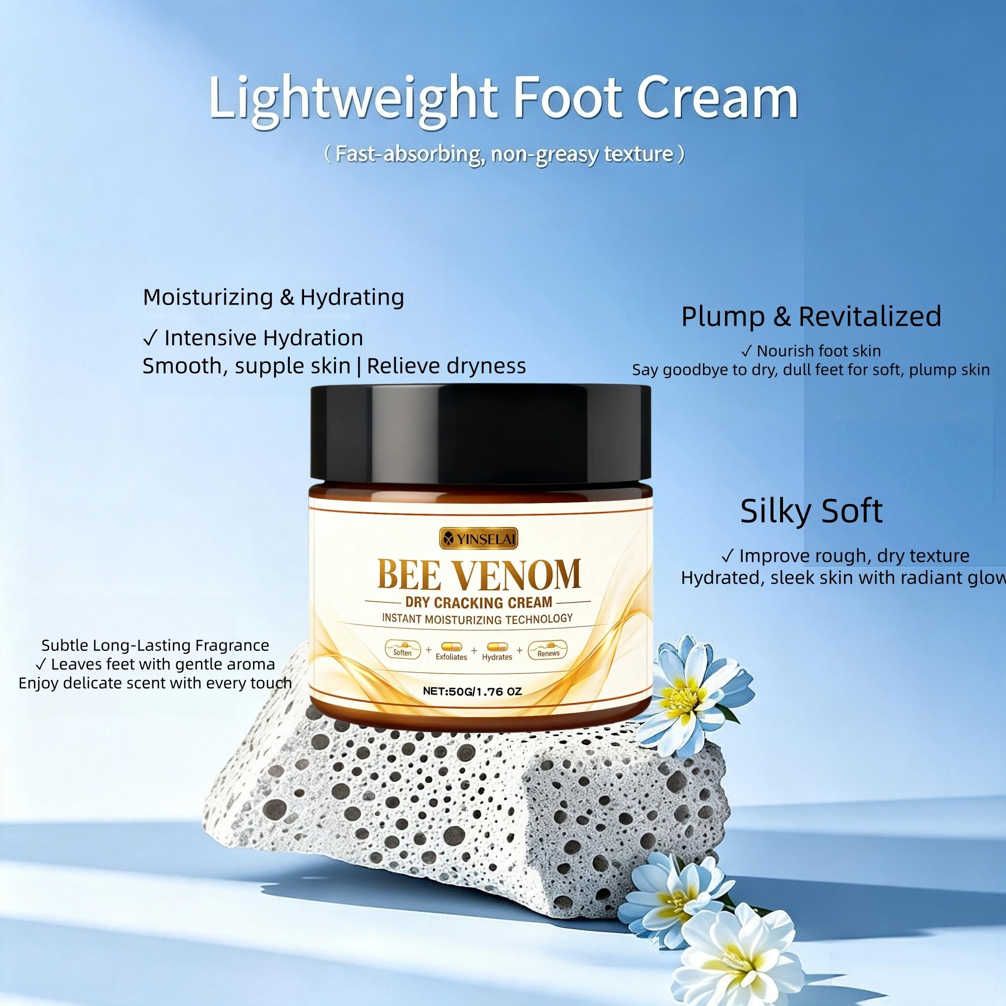 BEEVENOM Foot Cream, Bee Venom Dry Cracked Heel Cream for Dry Feet, Intensive Moisturizing & Exfoliating Foot Care, Softens Calluses & Rough Skin, Deep Hydration Repair for Cracked Heels, Essential Pedicure Treatment for Baby Soft Feet. #Skincare #FootCar