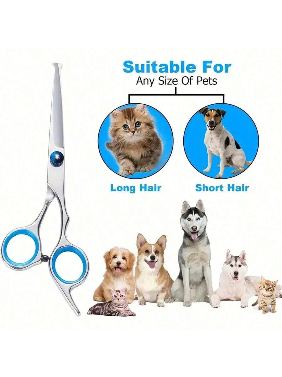 Pet Grooming Scissors Set for Dogs & Cats, Stainless Steel Material #PetGroomingTools #DogCatGrooming #PetHairTrimming