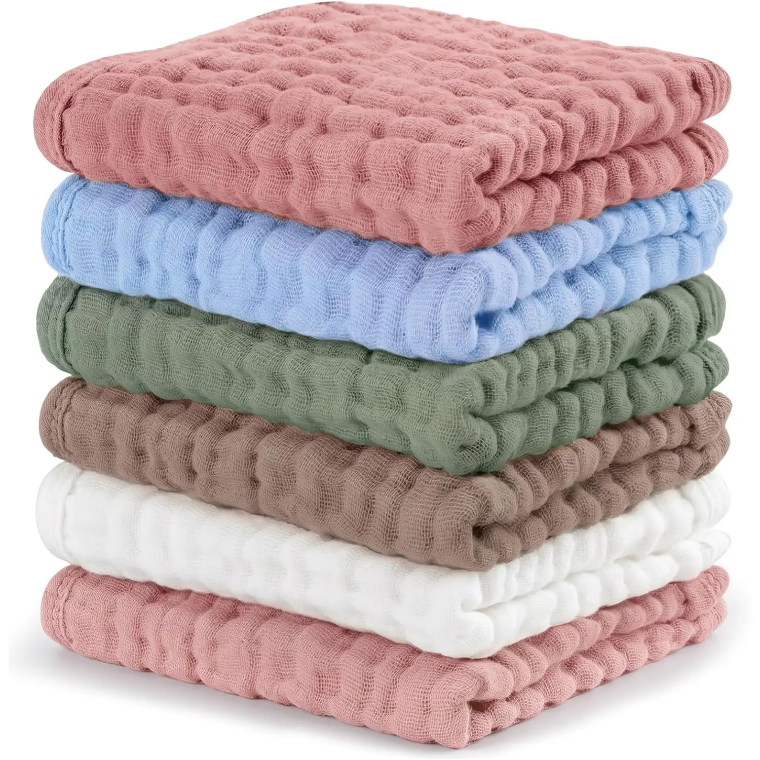 Wash Cloth, 10 x 10 Inch, 6 Pack, 6 Colors | Highly Absorbent, Soft Feel  Towels, , For   & Makeup Remover
