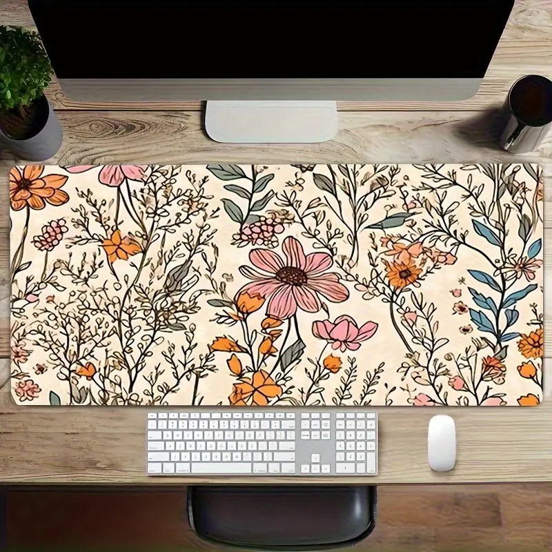 Watercolor Floral Mouse Pad - Anti-Slip, Washable Rubber Desk Mat with Neatly Sewn Edges, Ideal for Gaming, Office Use, And Home Decor, Gaming Desk Essentials | Vibrant Table Mat