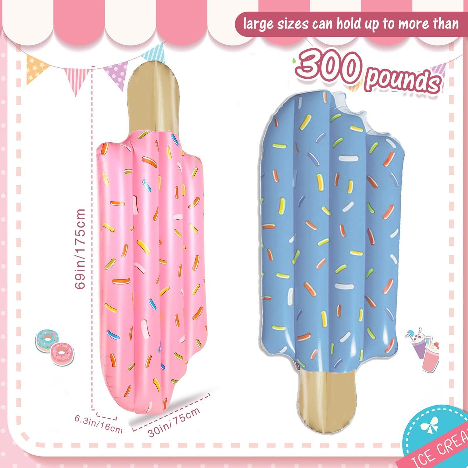 Inflatable Ice Cream Float, Glitter Mermaid Float, Solid Color Inflatable Ice Pop Float Bed, Water Ride, Fish Tail, Water Float Chair