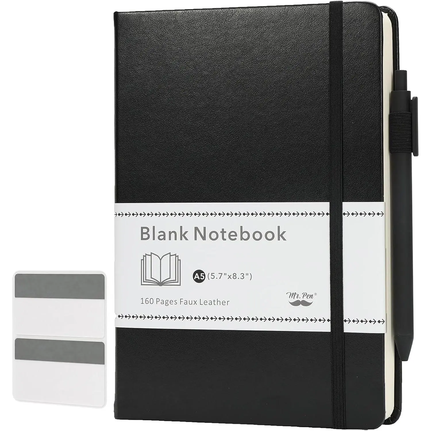 - Blank Journal Notebook, A5 (5.7"x8.3"), 160 Pages, Black - Blank Journal Notebook, A5 (5.7"x8.3"), 160 Pages, Black