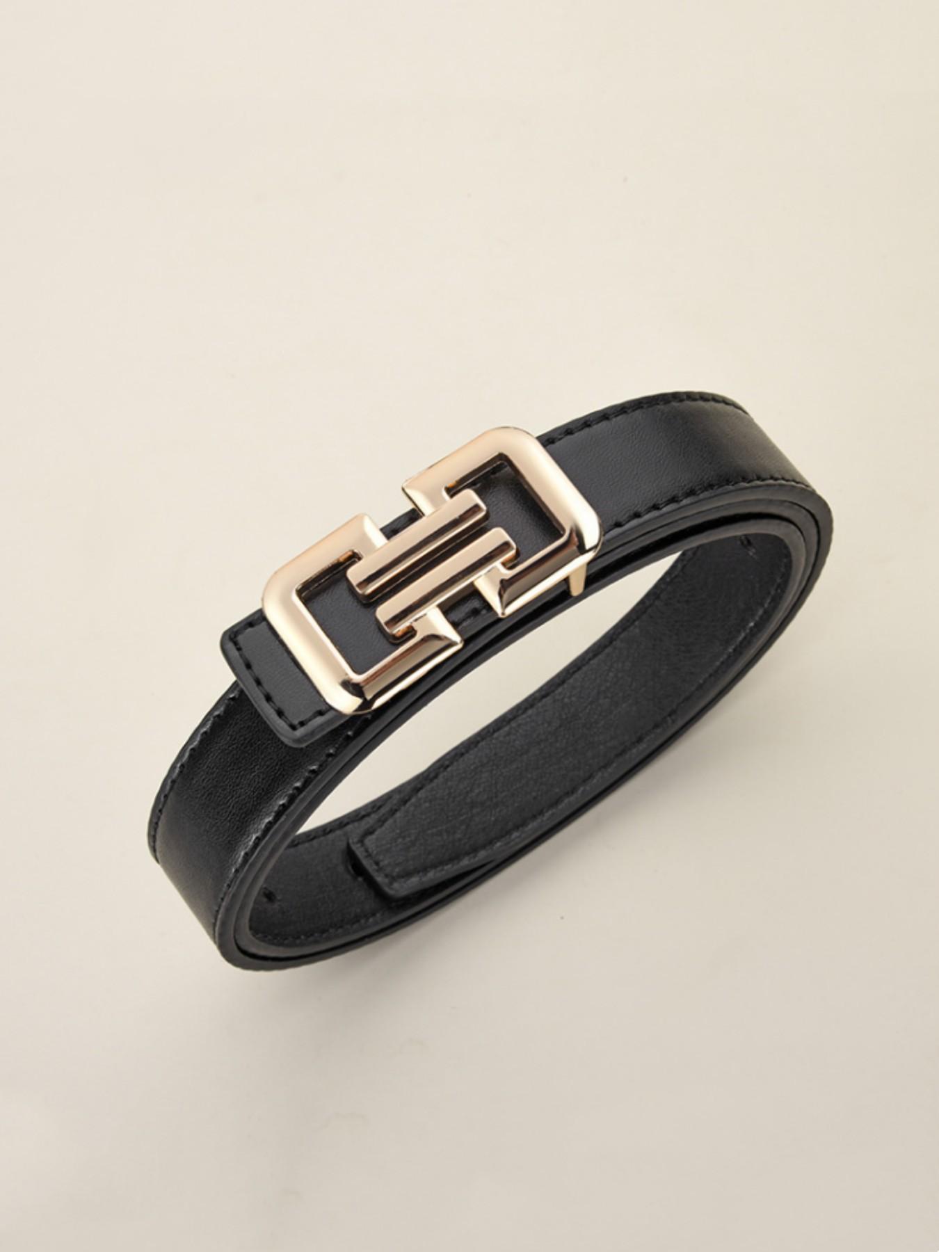 Luxury Women's Belt Fashion Denim Accessory, 2.4cm Wide Skinny Waistband, Suitable for Various Occasions, Ladies PU Leather Belt