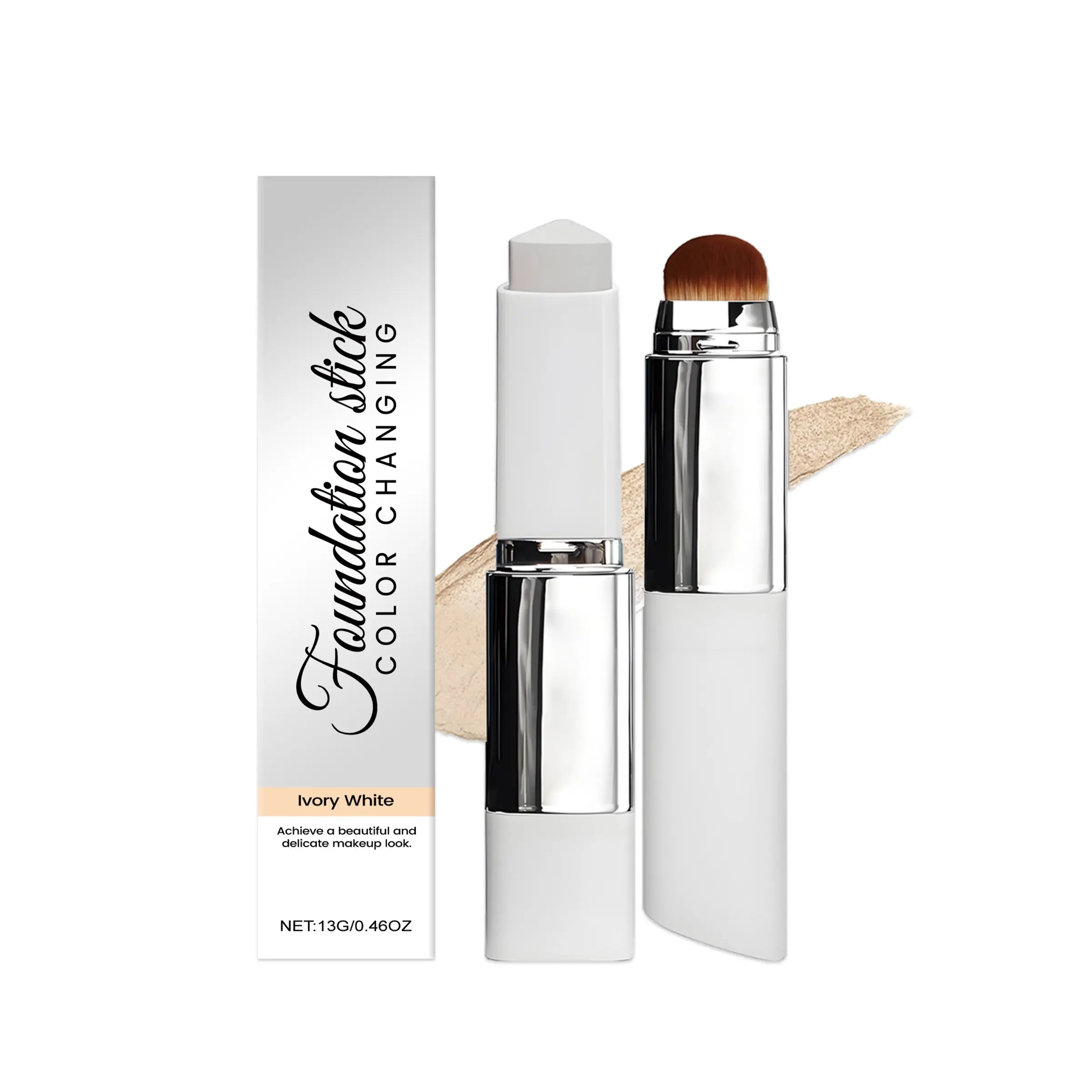 Amz Ivory Two-In-One Color-Changing Concealer Foundation Stick, Lightweight Hydrating Skin-Nourishing Matte Natural Finish Foundation Stick