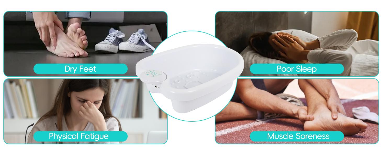 Ionic Foot Bath Detox Machine - Professional Foot Detox Spa，Home Portable Foot Detox Machine with 2 Arrays，50 Foot Soaking Bags，1 Small Spoon，Improve Sleep/Relieve Stress/Detox Cleanse Basin Container Bathroom footcallusremover