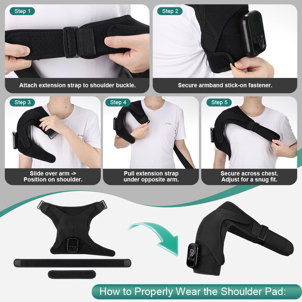 3 Vibration Modes Heating Shoulder Support, Healthcare, 2500mah Rechargeable, Portable, Extended Strap, Touch Screen Timer, Left Right Universal, Christmas Gift