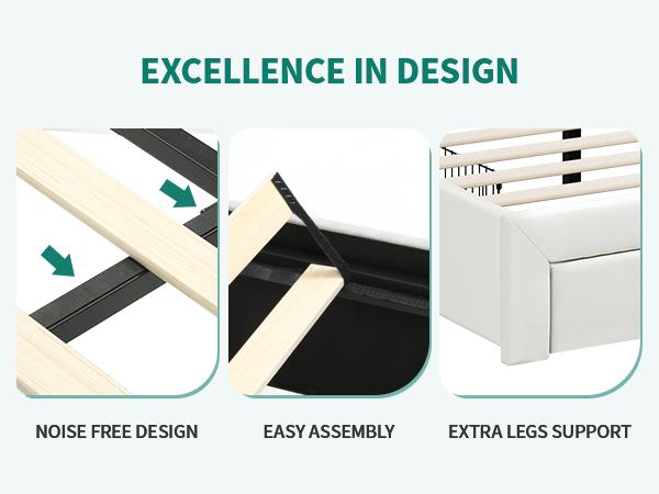 DWVO King Size Bed Frame, Storage Bed Frame w/LED Lighting & 4 Drawers, Upholstered Platform Bed Frame with Charging Station & Storage Headboard, No Box Spring Required, Easy Assembly