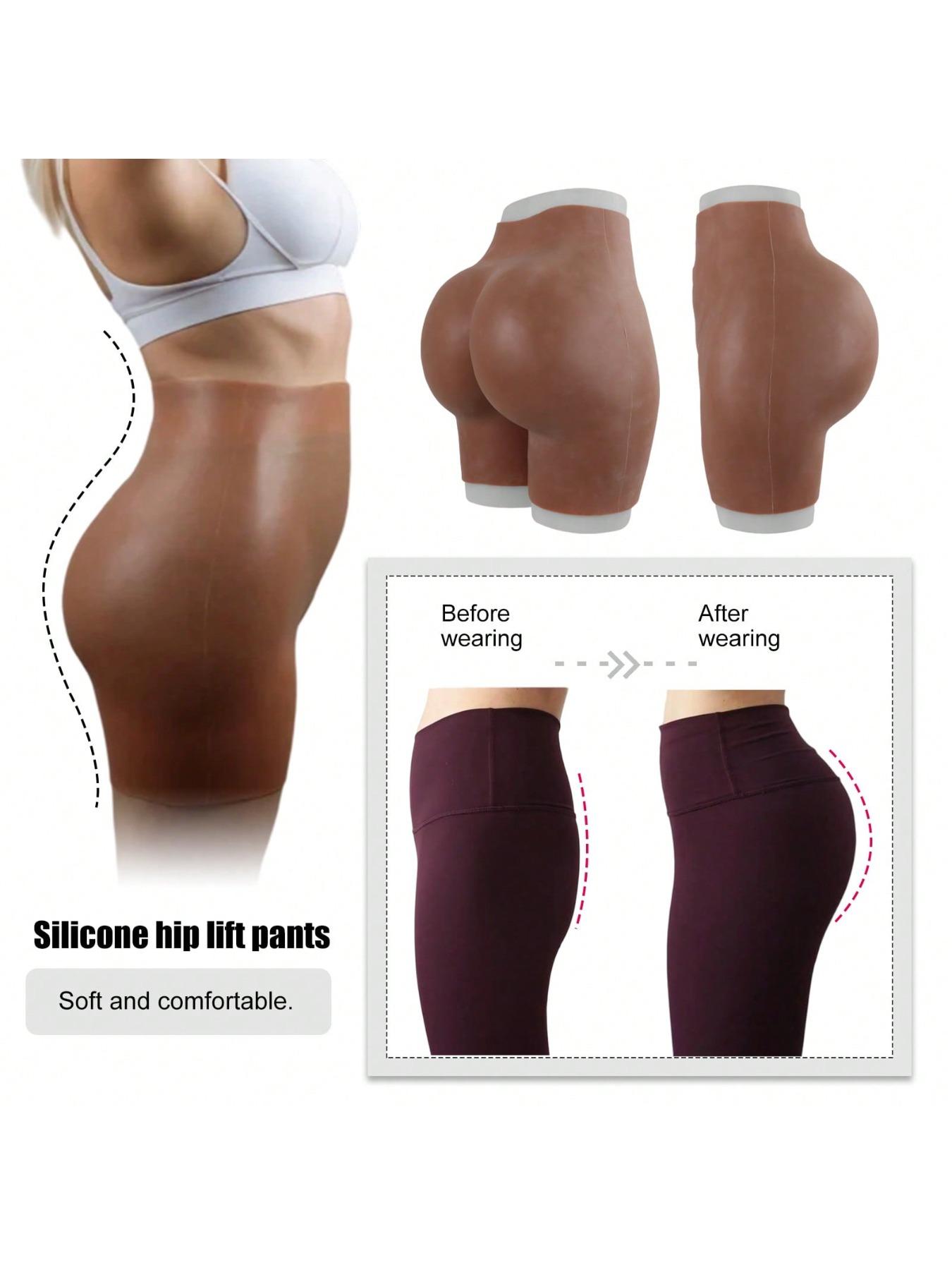 Bestselling European And American Brown Silicone Butt Lifting Open-Crotch Pants, Sexy Realistic Thickened Silicone Fake Buttocks Shapewear To Create Buttock Curves