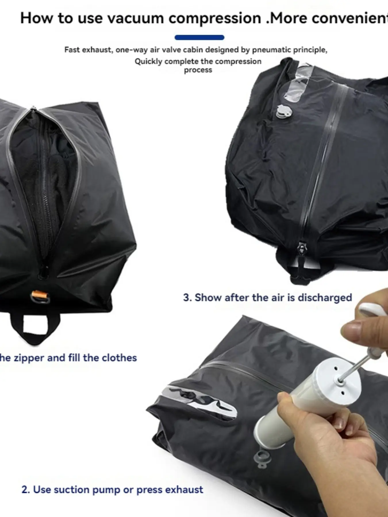 Rechargeable Wireless Pump Vacuum Sealed Travel Bag, Storage Solution for Clothes & Blankets, Ideal for Home Use & Trips