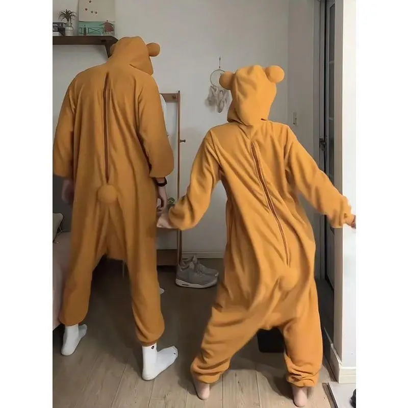 Cute Bear Kigurumi Pajamas for Adults, Kawaii Anime-Style Hooded Jumpsuit Onesie, Long Sleeve Nightwear Loungewear