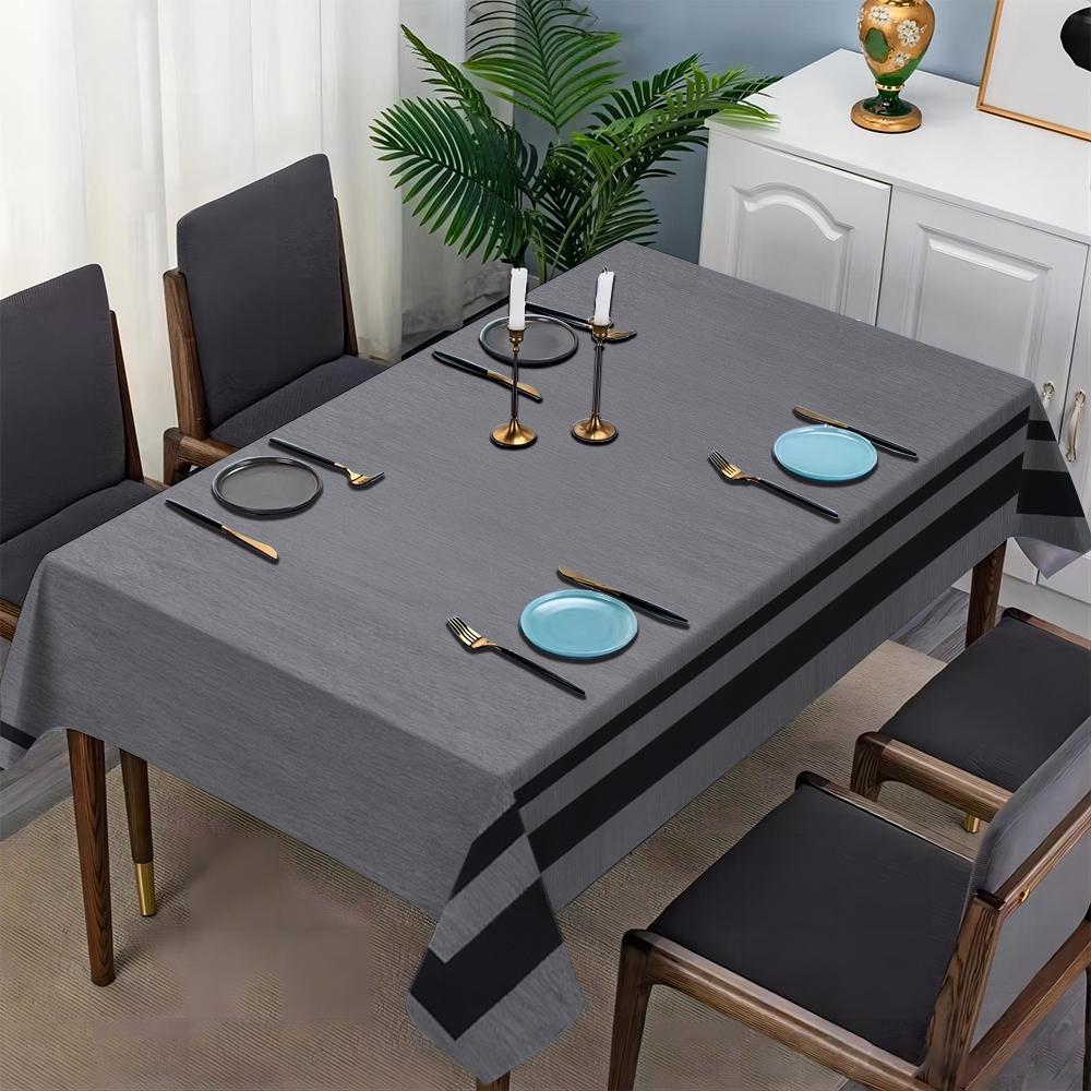 JIT 1pc 2D flat retro gray line pattern rectangular tablecloth, suitable for kitchen, living room, and dining table, kitchen accessory, party, room & outdoor decorative tablecloth, a tablecloth gift for friends, Rectangle tablecloth