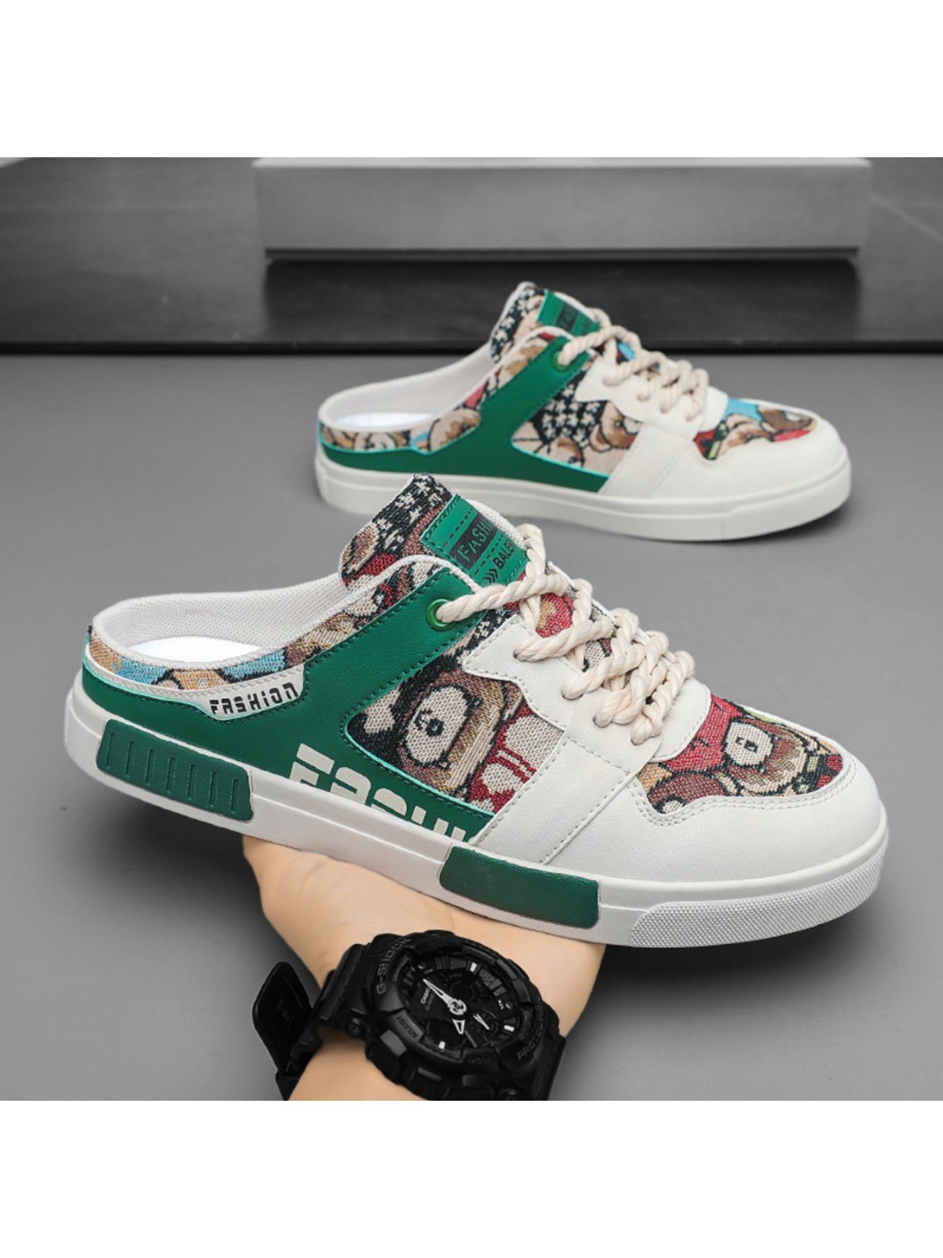 Summer Men's Half Slippers Fashion Large Size Non-Slip Breathable Casual Slippers, Stylish Comfortable Footwear for Daily Wear, Mesh Breathable Slides