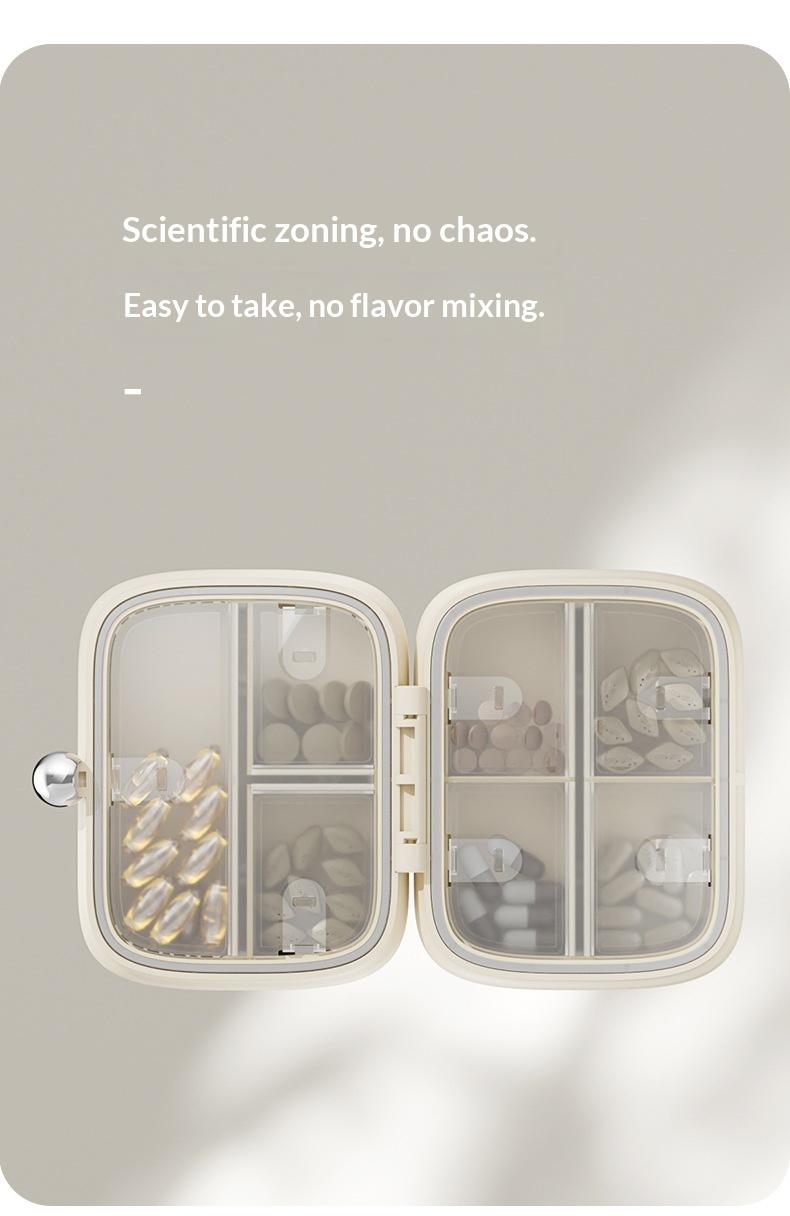 Portable pill box, mini pill box for three meals a day, mini pill container for carrying medication, pills, and health supplements
