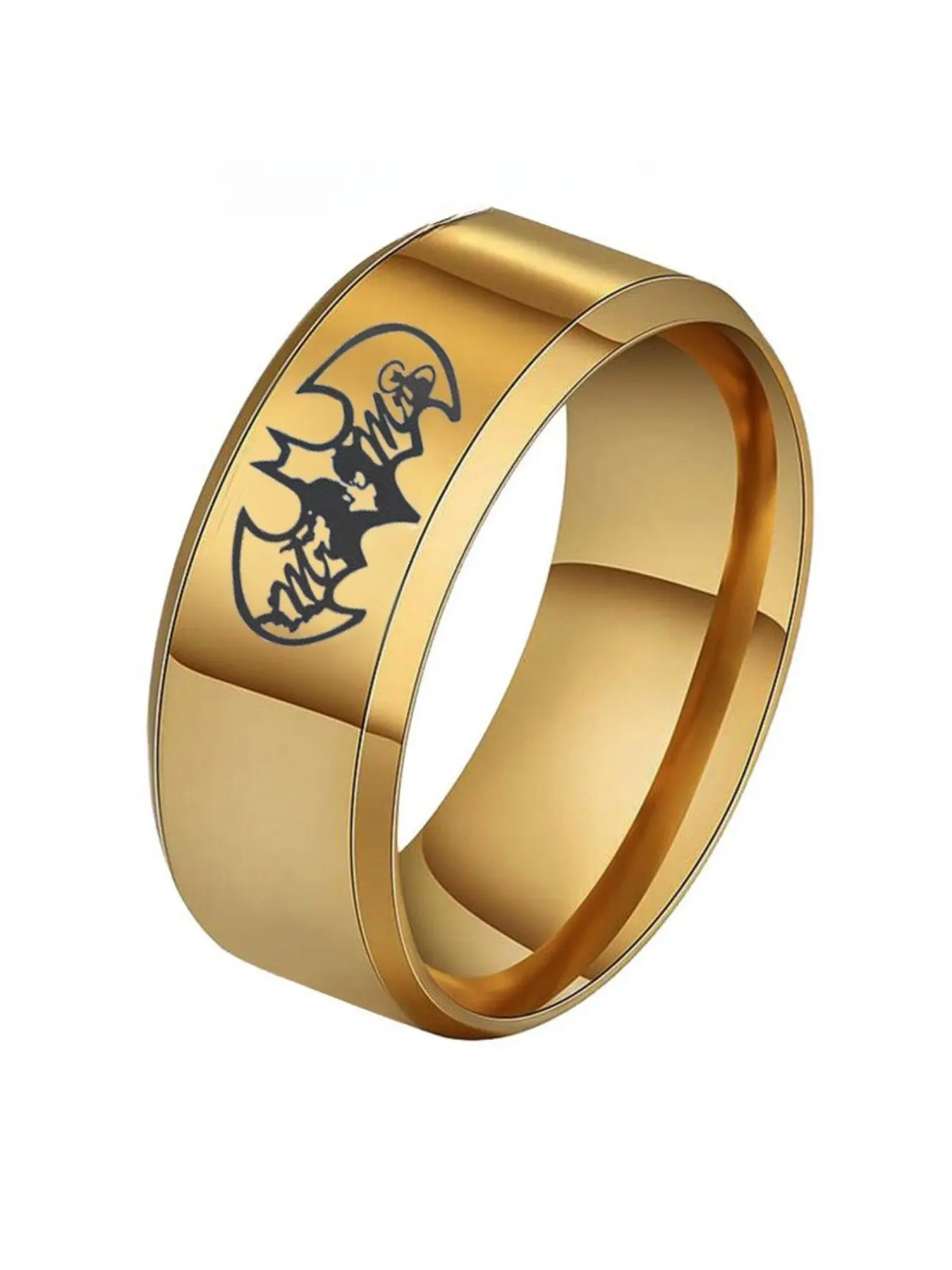 Creative niche design Batman Superman logo men's tungsten steel ring suitable for wearing jewelry at parties, Christmas and Halloween gifts
