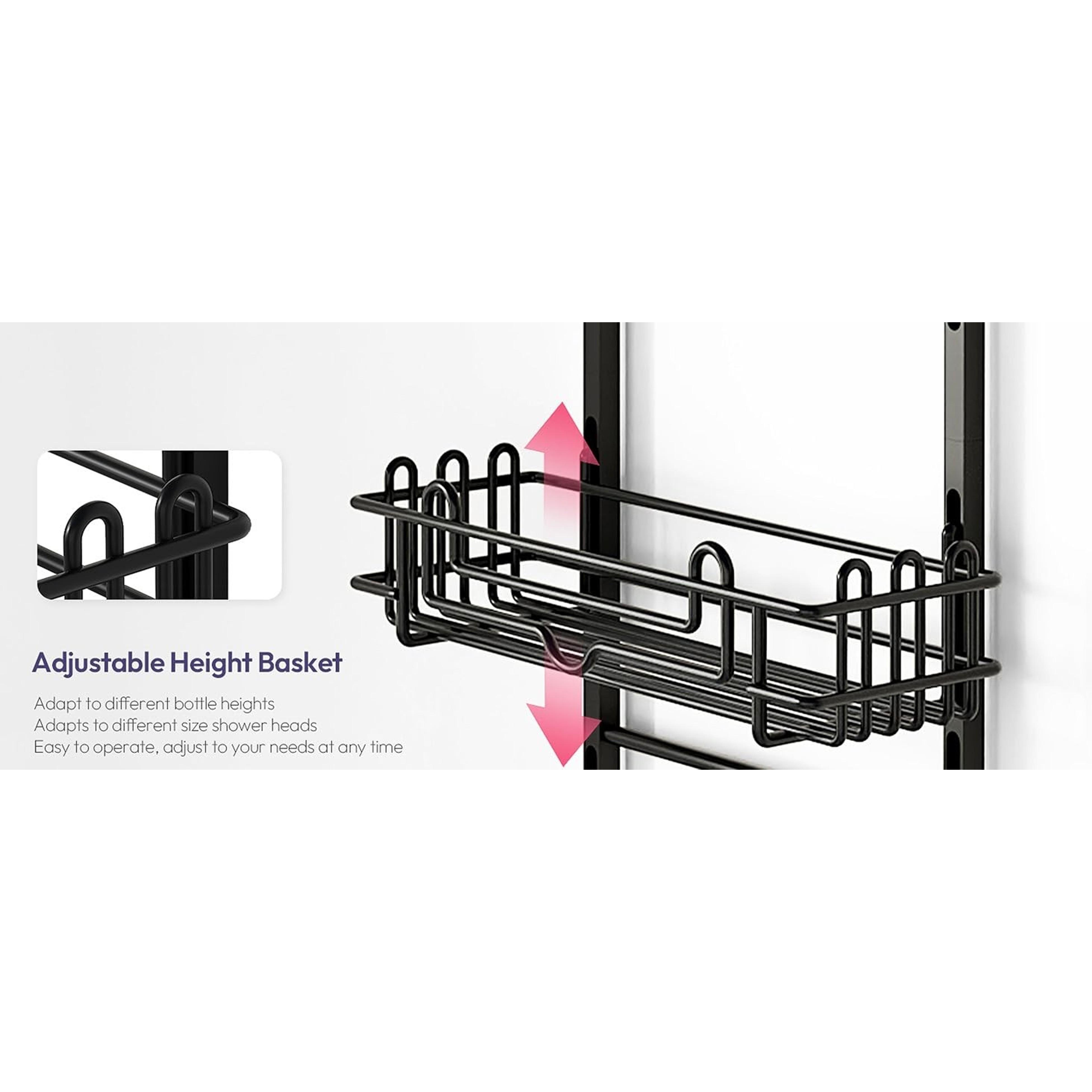 Shower Caddy Hanging Organizer - 3-Tier Rustproof Shower Organizer Over Showerhead with Adjustable Baskets, 24 Hooks, Soap & Razor Holder - No Drill Large Bathroom Storage Rack, Black Shower Caddy Hanging Organizer - 3-Tier Rustproof Shower Organizer Over Showerhead with Adjustable Baskets, 24 Hooks, Soap & Razor Holder - No Drill Large Bathroom Storage Rack, Black
