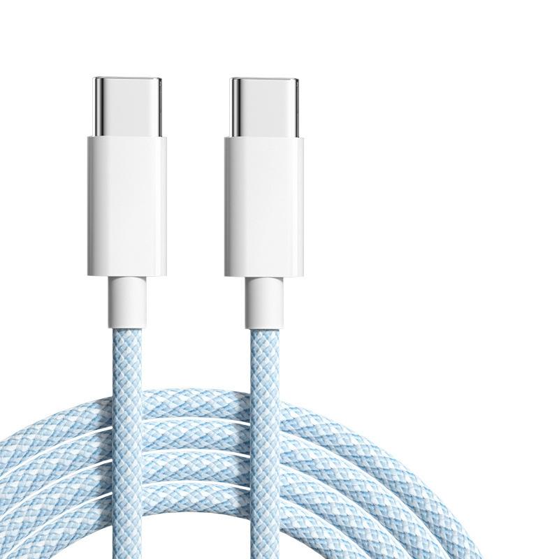 60w Type C Data Cable, Braided Charger, Long 1m Fast Charging Cable, Ultra-Fast Type C Adapter for Smartphones and Mobile Devices
