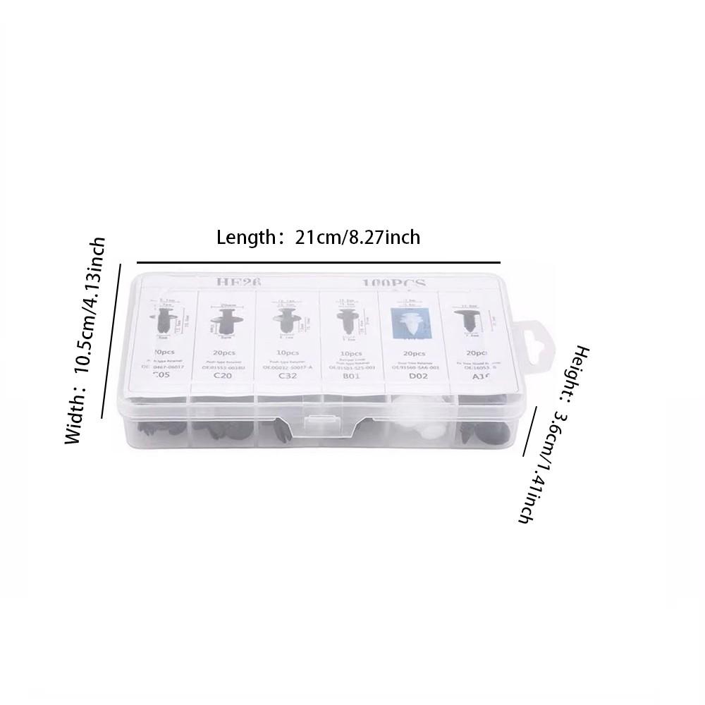 100pcs Automotive Plastic Retainer Clips Kit, 6 Types Universal Car Bumper Clips Fasteners, He26 Auto Push Pin Rivet Trim Clips Assortment