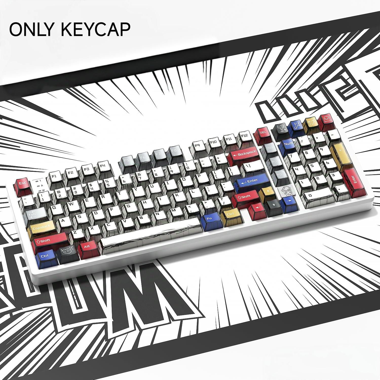 Aula  Mechanical Full Size Keycaps, PBT  Keycaps 130 Keys Set Custom Key Caps Set OEM Profile, Universal Compatiability For 61/68/84/87/98/100 Cherry Mechanical Manga Keycaps-Only Keycap