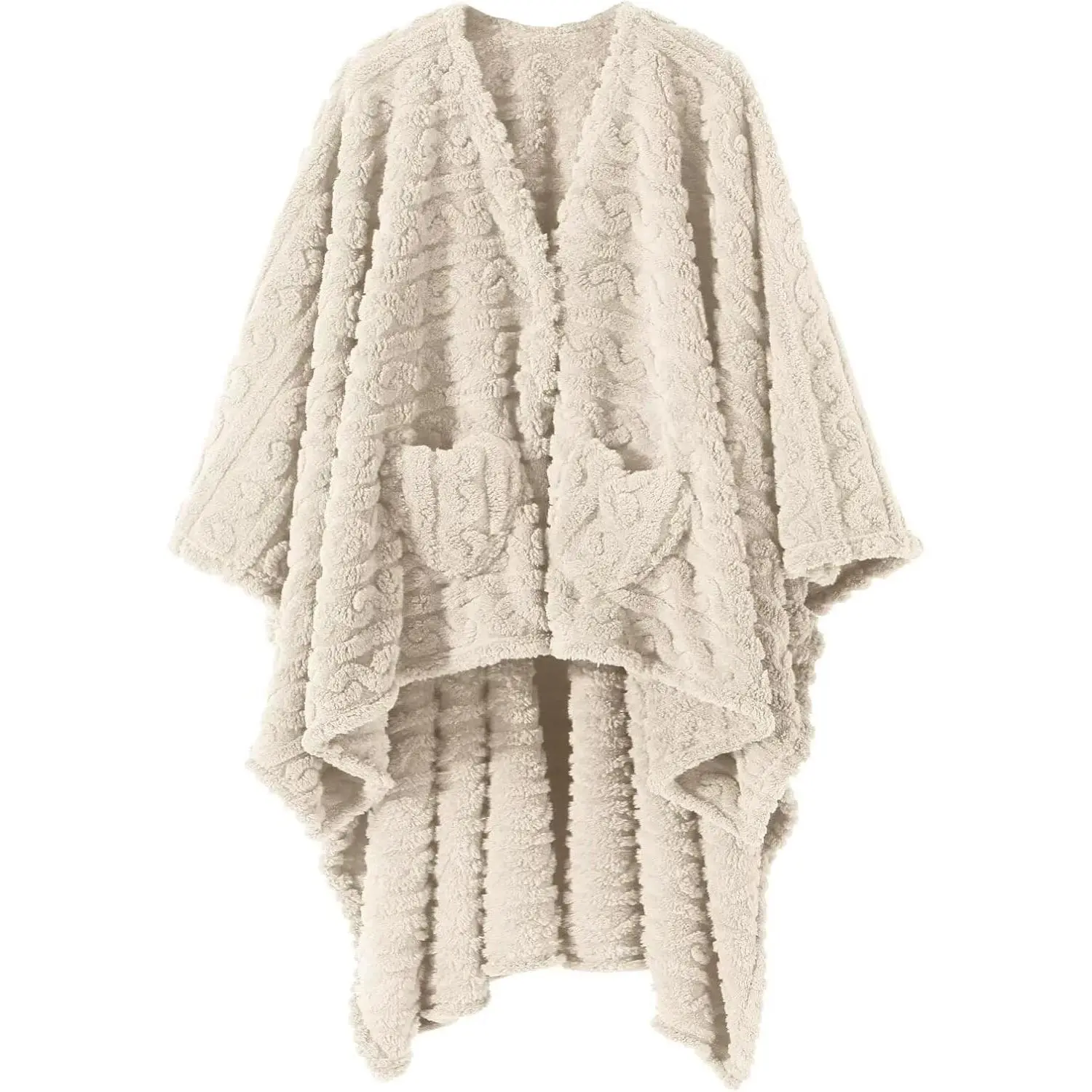 Wearable Blanket Sherpa Fleece Shawl Blanket with Pockets Blanket Poncho Cape for Adults, Cozy Shawl TV Throw Blankets