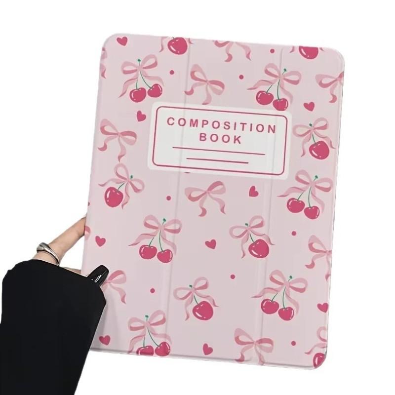 Cherry Bow Print iPad Case, Soft Shockproof Cover with Pen Slot, Auto Sleep Feature, Fits iPad 7-11 Inch Models