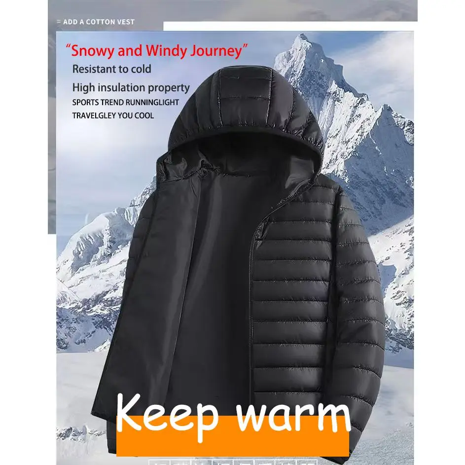 Mensfashion Hooded Puffer Jacket With Great Heat‑Retaining Performance, Lightweight Quilted Structure, Full‑zip Closure, Ideal For Cold‑weather Outdoor Travel And Daily Casual Wearing.