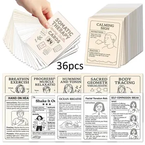 36pcs Somatic Exercises Relax Cards, Somatic Therapy Coping Skills Cards for Trauma Healing, Relax & Mindfulness Practices, Self-Care Cards for Relieving Stress and Social Anxiety, Vertical Cards