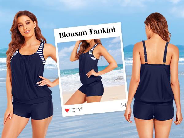 Daci Aqua Floral Women Two Piece Tankini Set - Two Piece Tummy Control Bathing Suits Top with Shorts 2026 Swimsuits Swimwear